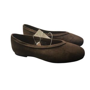 Chocolate Brown Suede Ballet Flat Round Toe Classic Slip On Autumn Minimalist